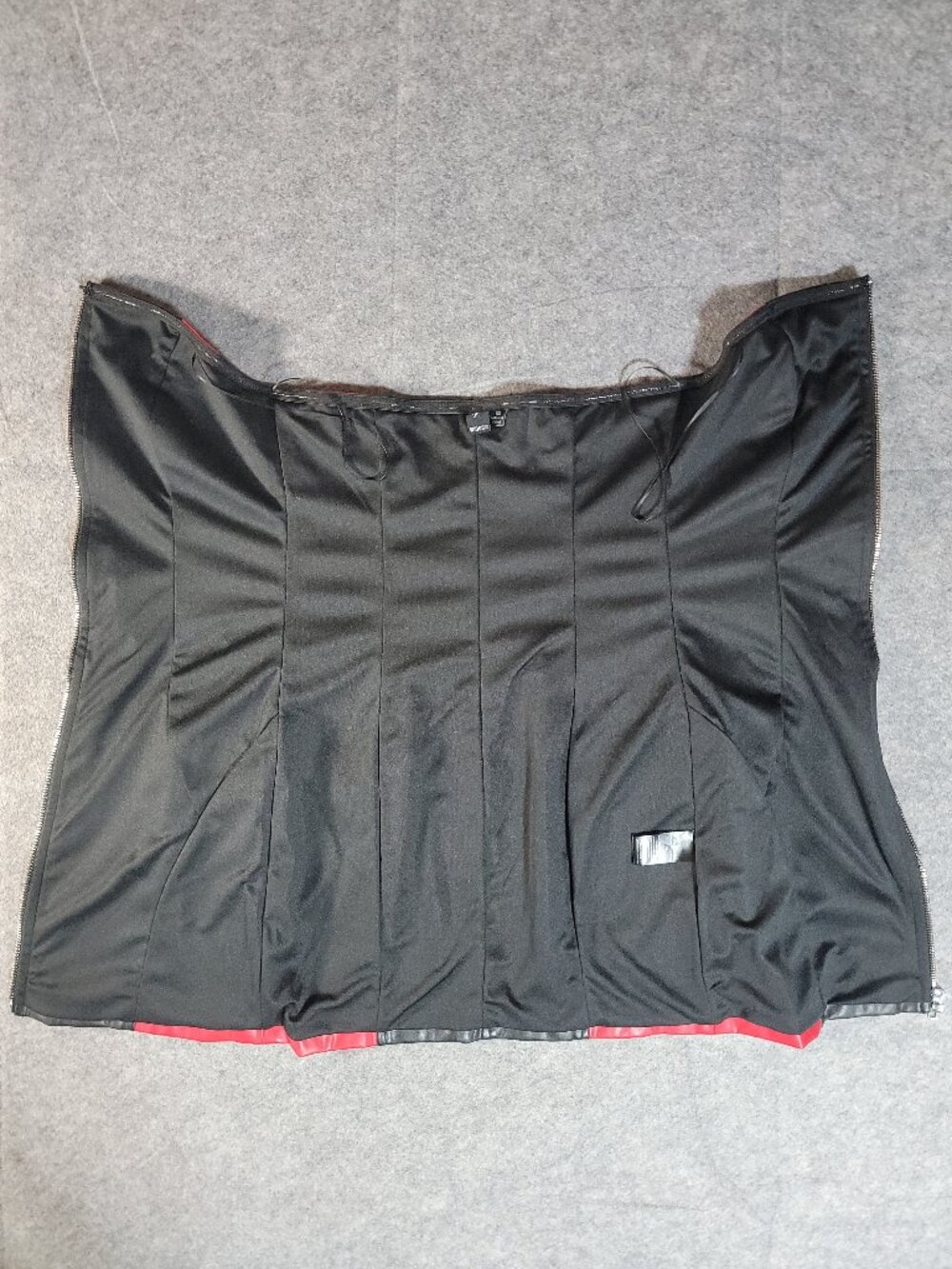 Windsor Revved Up Racer Faux Leather Strapless Zip Front Mini Dress Black Red XS - Picture 5 of 12